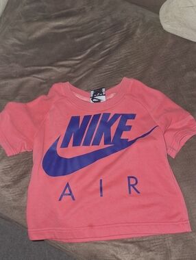 Nike Pink Short-Sleeve Tee with Blue Logo